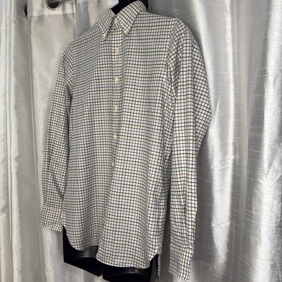 Ralph Lauren Men’s Small Ivory Checkered Long Sleeve Cotton Button Down Shirt - Picture 2 of 9